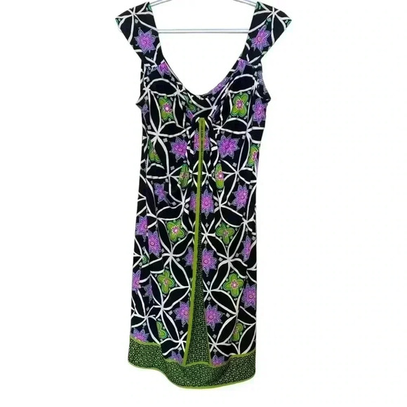 Maggy London summer dress, purple and  green, jersey knit, lightweight - Picture 3 of 9